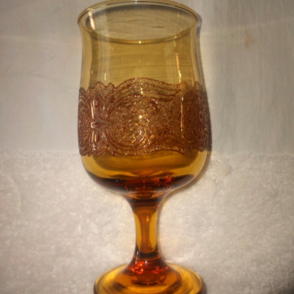 Vintage 1970s Amber Wine Glasses